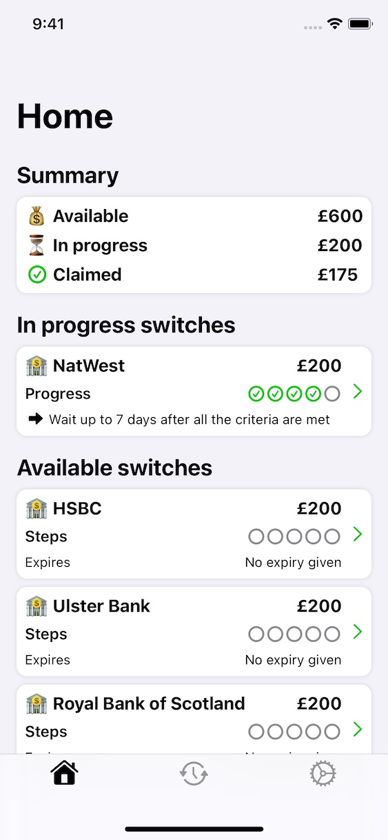 Bank switch offers Switch banks, collect cash